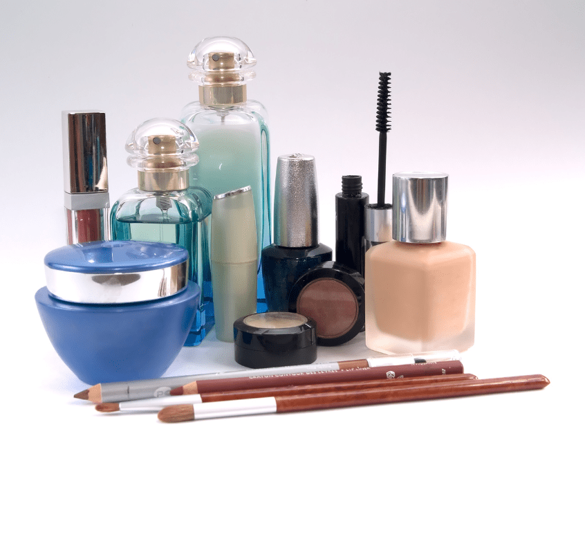 Skincare products arranged on a clean surface for a simple daily skincare routine.