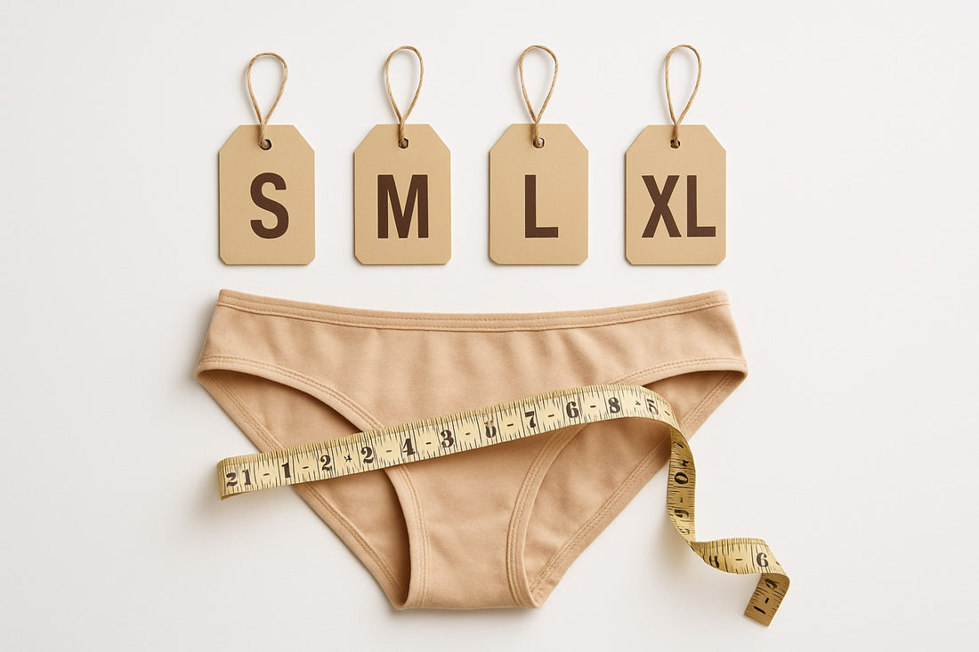 Women's everyday undergarments arranged neatly in soft neutral colors.