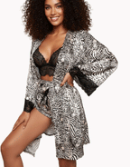 Nyxta Deep Love Silk 3 Piece Nighty-WHITE CHEETA