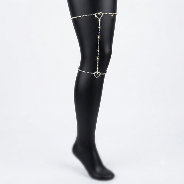 Sparkling Rhinestone Heart Thigh Garter Chain