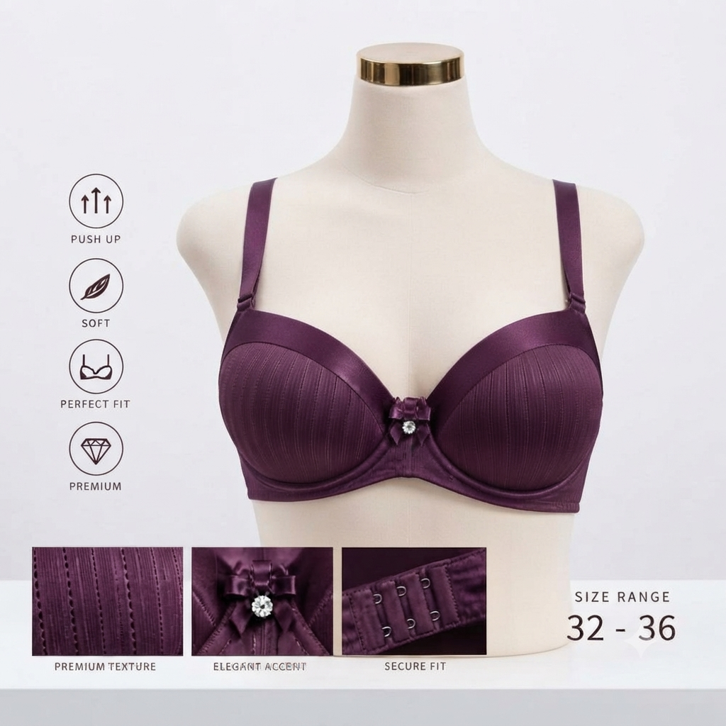 Nyxta Premium Push-Up Bra - Purple