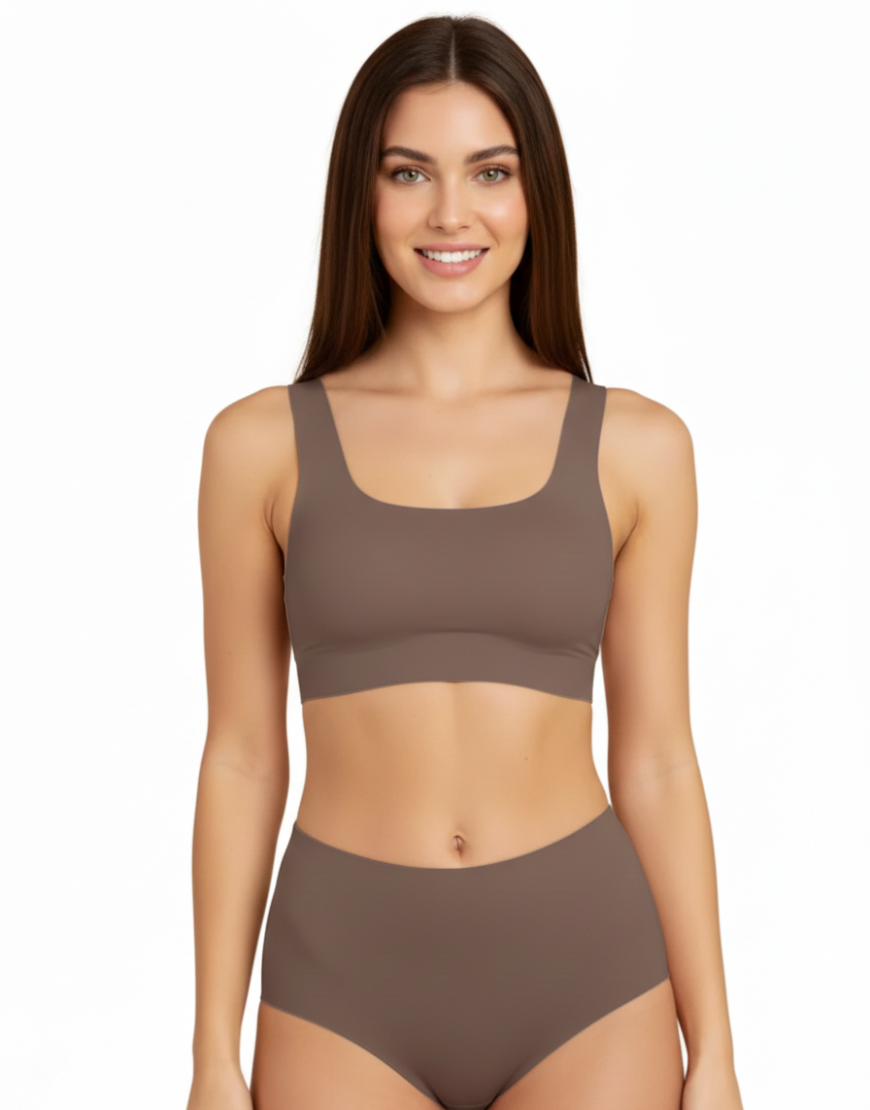 NYXTA LASER CUT SUPER SOFT BRA SET-COFFEE