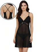 Nyxta 2 piece Romantic Lace Mesh Nighty-Black