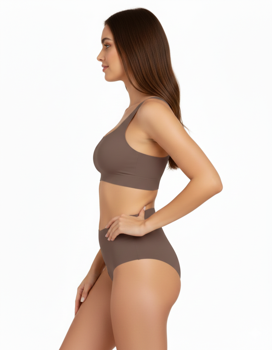 NYXTA LASER CUT SUPER SOFT BRA SET-COFFEE