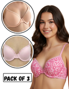 NYXTA GIRL PACK OF 3 WIRED LIGHTLY PADDED BRAS-VPINK/SKIN/BPINK/WHITE
