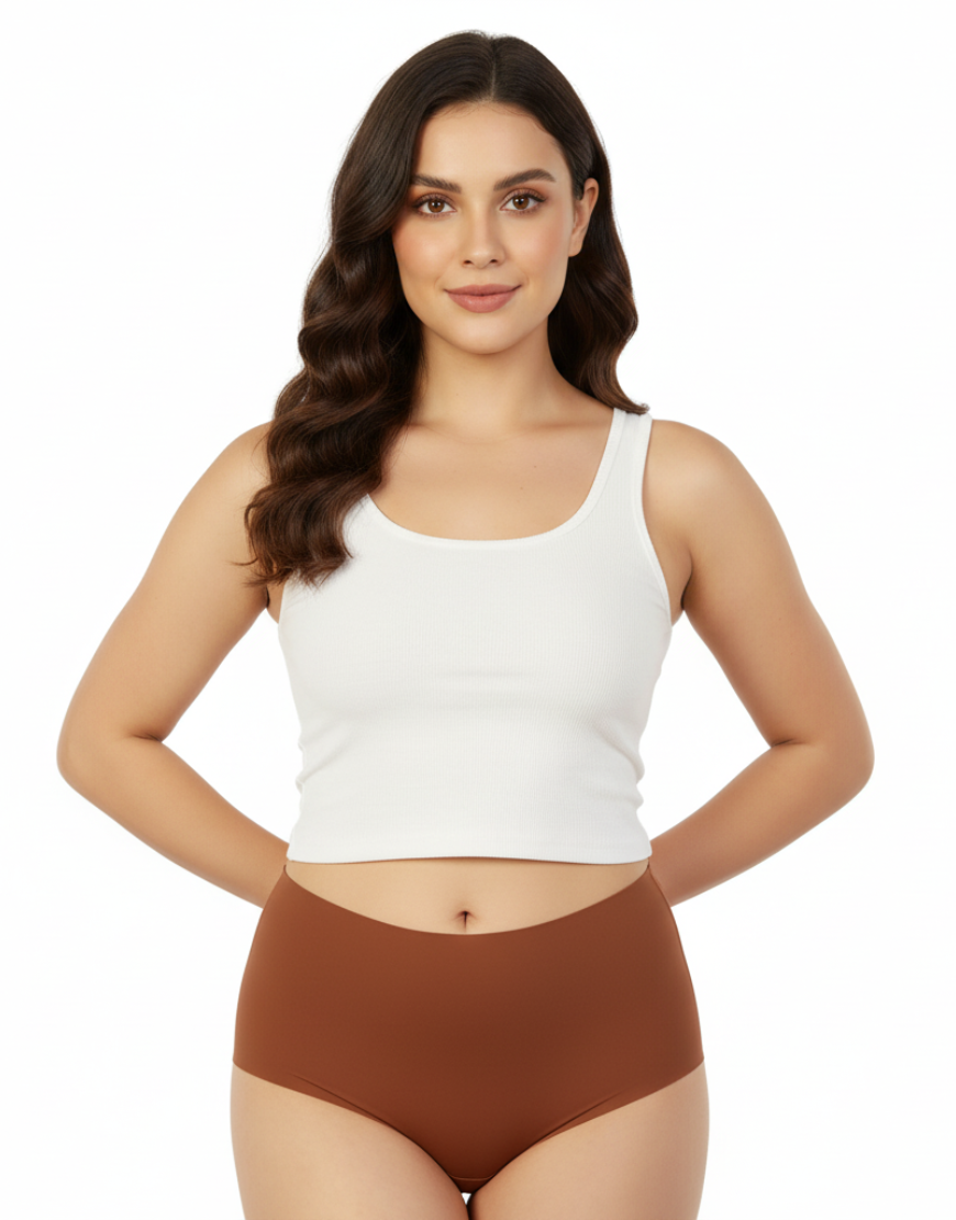 Nyxta High Waist laser Cut 4 layered Period Panty -rust