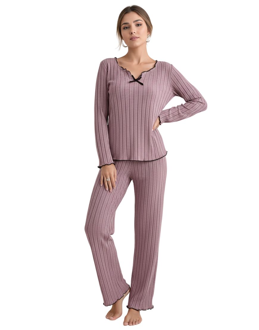 NYXTA V NECK FULL SLEEVS PJ SET -MOVE