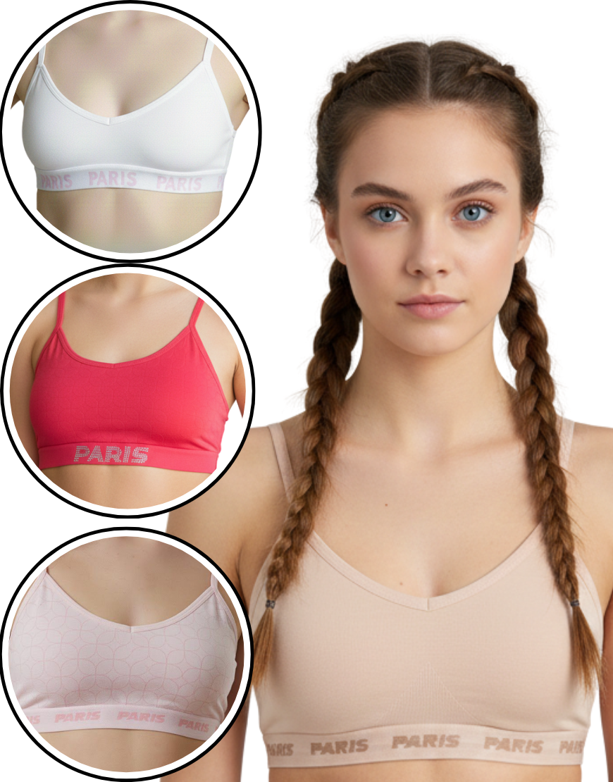 NYXTA TEENS  PACK OF 4 SEAMLESS TRAINING BRAS-VPINK/SKIN/WHITE/BPINK